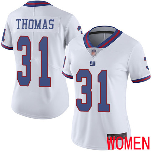Women New York Giants #31 Michael Thomas Limited White Rush Vapor Untouchable Football NFL Jersey